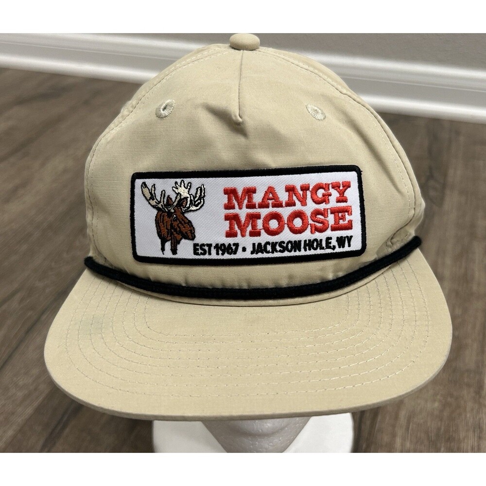 Mangy Moose Saloon Jackson Hole Rope Hat SnapBack Cap Beige